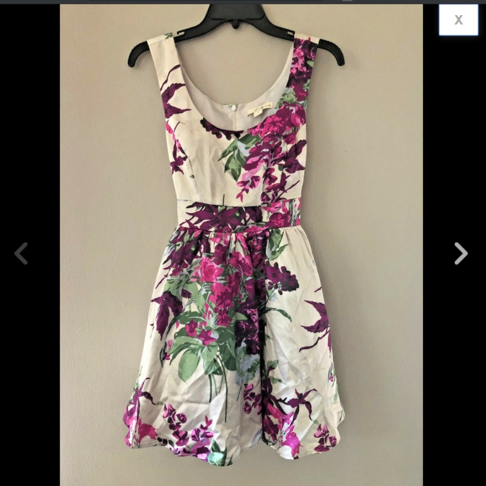 Satin Floral Bow Sash Petticoat Skater Dress M